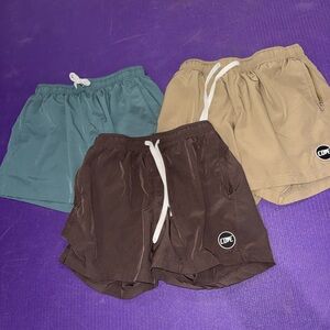 Cove Men's Athletic Shorts - Teal, Brown, and Tan